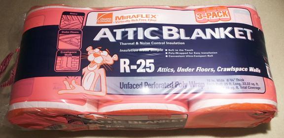 Owens Corning Miraflex Attic Blanket, Poly Wrapped, R-25